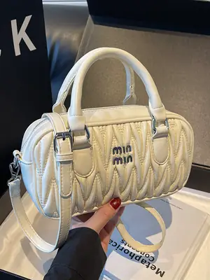 Women's Cream White Miunmi High Texture Handbag