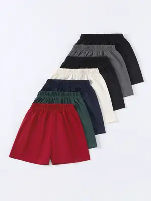 Boys Girls Summer Solid Color Loose Fit Shorts