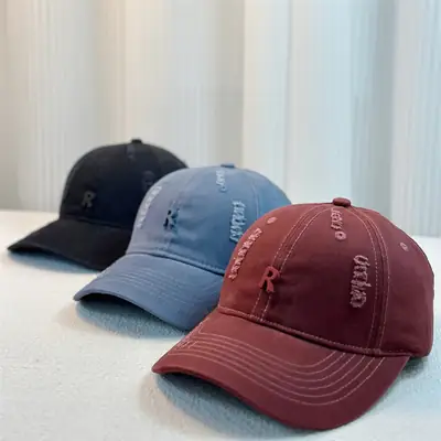 New R-Label Baseball Cap Wide Brim Blue Green