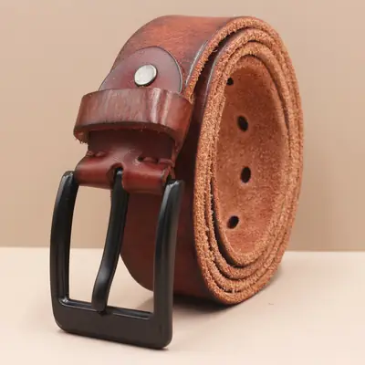 Men's Genuine Leather Pin Buckle Belt Brown Black