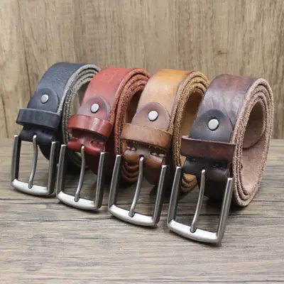 Vintage Antique Men's Belt 3.8CM Washed Cowhide