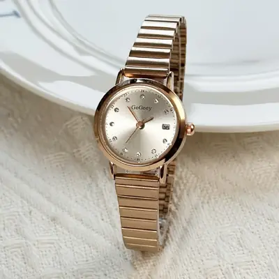 Women's Rose Gold Quartz Watch with Diamond Dial