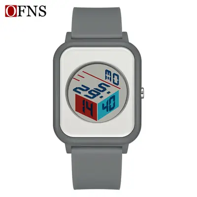 O'FANS Square Watch with Rubik Cube Face & Pink Strap