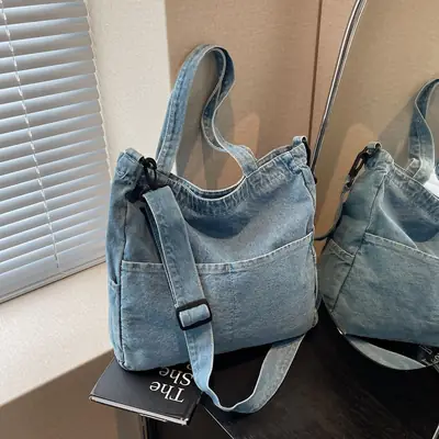 Women Denim Shoulder Bag Large Capacity Casual Commuter