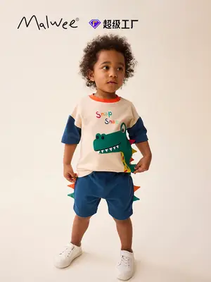 Blue Cotton T-Shirt for Boys Summer Casual Set