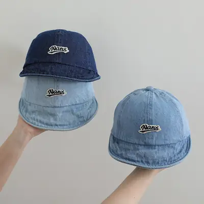 Baby Cap Blue Denim Washed Sunshade