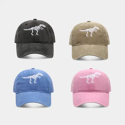 Men Dino Embroidered Baseball Caps Blue Black Brown