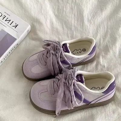 Purple Women's Flat Training Shoes with Lace Up Design