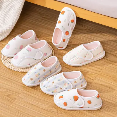 25 years spring and summer new cotton pregnant women's monthly shoes maternity indoor bag heel non-slip cotton slippers adjustable hook and loop