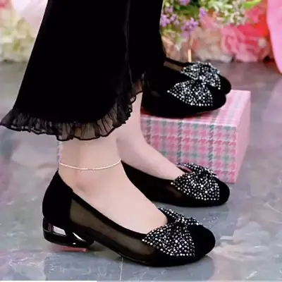 Mesh Shallow Mouth Bow Shoes Women's 2025 Summer New Round Toe Low Heel Soft Bottom Slip-on Women's Bean Shoes