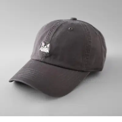 Women Blue Embroidered Baseball Cap with Cat Design