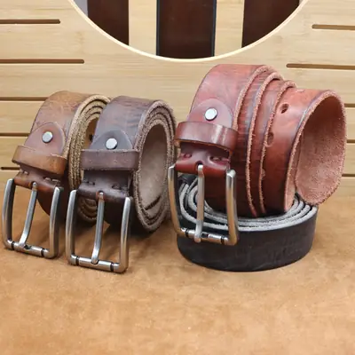 Men's Genuine Leather Belt with Needle Buckle Brown