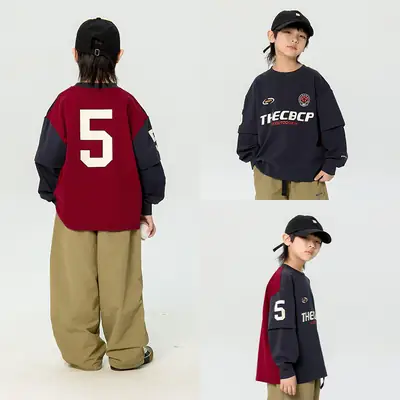 Kids Korean Style Long Sleeve T-Shirt Navy Black