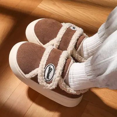 Women Winter Cotton Slippers Blue 4.0cm Thick