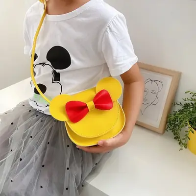 2025 Kids Cartoon Shoulder Bag Korean Style Yellow Bow
