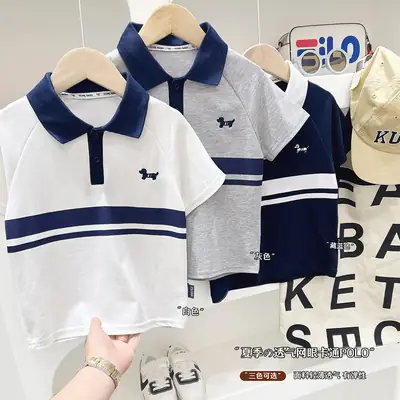 Boys Navy Polo Shirt 2025 Summer Top