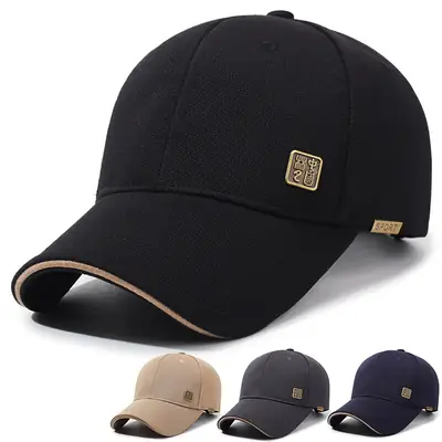 Men Black Guofeng Baseball Cap with Logo