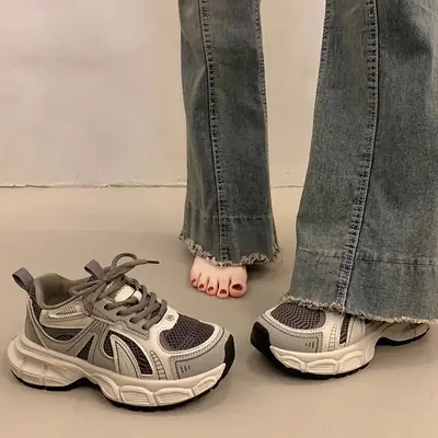 2025 Thick Gray Casual Shoes for Women