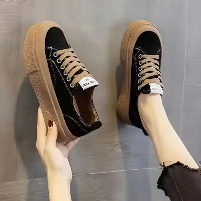 Black Platform Canvas Women's Sneakers Spring 2025