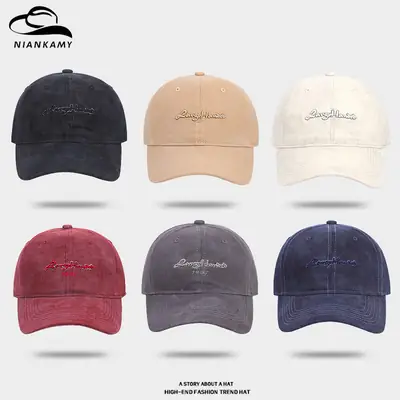 Vintage Letter Embroidered Grey Baseball Cap for Men Women