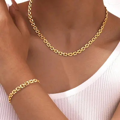 Golden Cross-Body Clavicle Necklace for Women