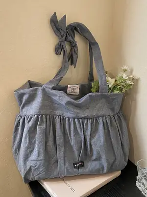 Grey Ruffled Shoulder Bag for Women Large Capacity