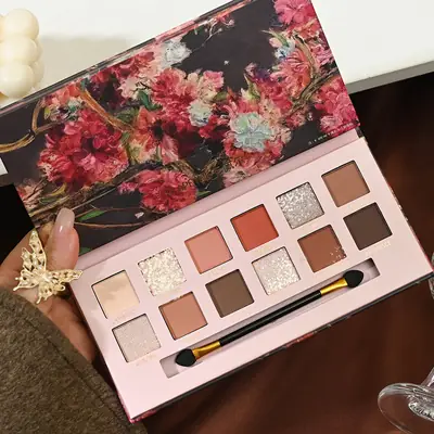 12-Color Eye Shadow Palette with Brush & Mirror