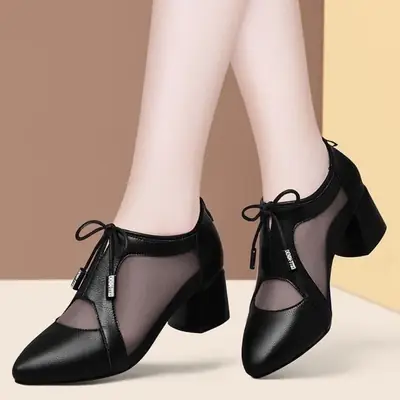 Black Zipper Roman Heel Sandals for Women