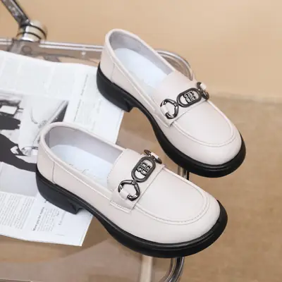 Black British Style Women's Thick Loafers Spring Summer