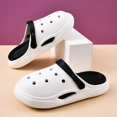Women's New Hole Summer Sandals White Brown EVA