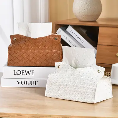 Black Braided Tissue Box for Home Living Room