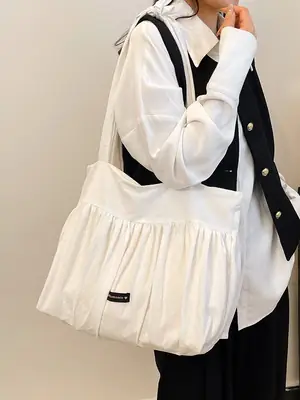 White Frilled Shoulder Bag for Women 2026