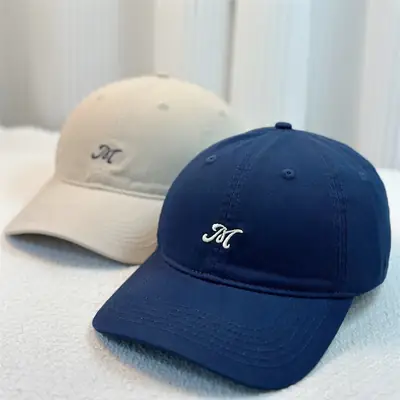 Men's Korean Style Baseball Cap Black White Embroidered