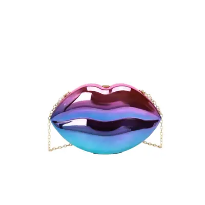 Lip-Shaped Gold Crossbody Bag for Women