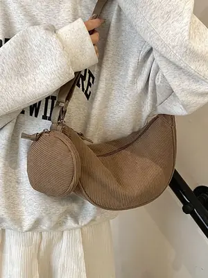 Crossbody Bag for Women Brown Mesh Shoulder Messenger