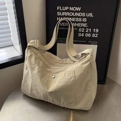 Women's Beige Nylon Shoulder Bag 2025 New Style