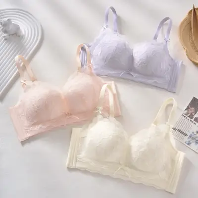 Small Chest Push Up Lace Bra Women's Non-Steel Rings