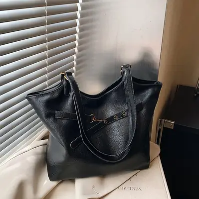 Black Leather Shoulder Bag for Women 2025