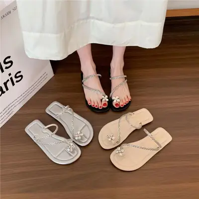 French Fairy Sandals with Rhinestone Decor for Women