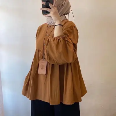 Cross-Country Muslim Women's Loose Tight Pleated Shirt