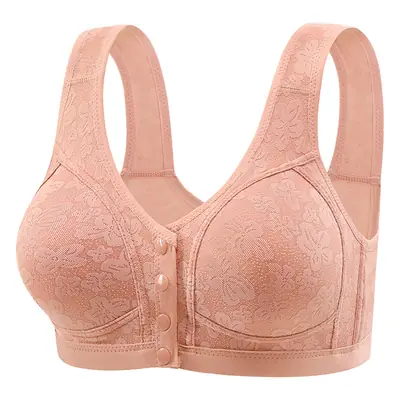 Middle-aged and elderly front buckle plus size bra vest-type underwear women's non-steel ring large chest anti-sagging mother bra cross-border