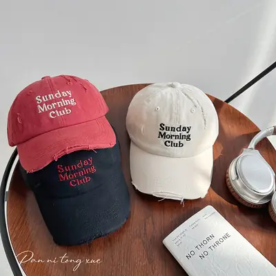 Sunday Morning Club Baseball Cap Red White Black