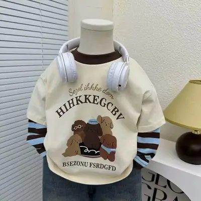 Kids Cartoon Long Sleeve T-Shirt Cream 2025