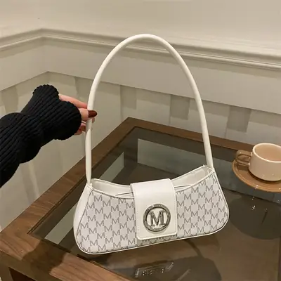 White Letter Pattern Shoulder Bag for Women 2025