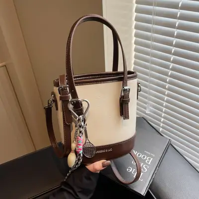 Vintage Contrast Bucket Bag Women 2025 New Fashion