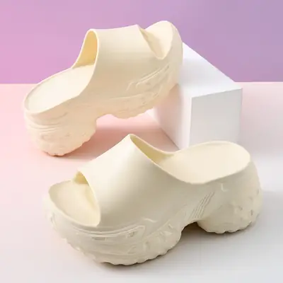 Thick bottom slipper women's summer high wear-resistant non-slip slippers EVA non-smelly feet breathable solid color new sandals and slippers