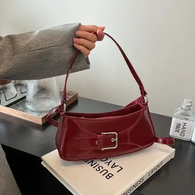 Red Leather Shoulder Messenger Bag for Women 2025