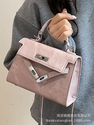 Women Crossbody Bag Pink Suede 2025 New Trend