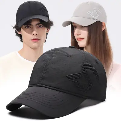 Black Embroidered Baseball Cap with Sunshade & Waterproof Design