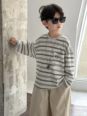 Boys Striped Long Sleeve T-Shirt Medium to XL
